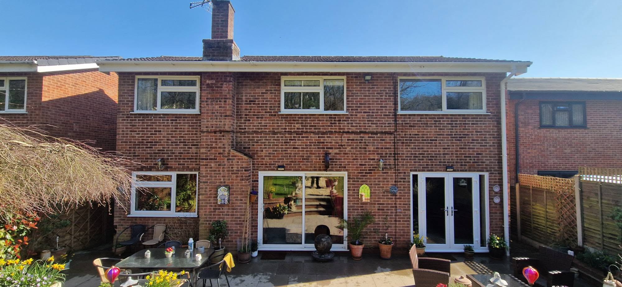 Pure water window cleaning results on a brick house in Redditch, Worcestershire